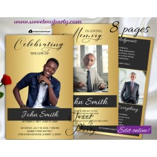 Gold Funeral Program 8 pages,Gold Memorial Service Program,1-008f,(174f) Gold Funeral Program 8 pages,Gold Memorial Service Program,1-008f,(174f)